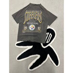 Vintage 1992 Pittsburgh Steelers AFC Central Division Champs T Shirt Gray Large